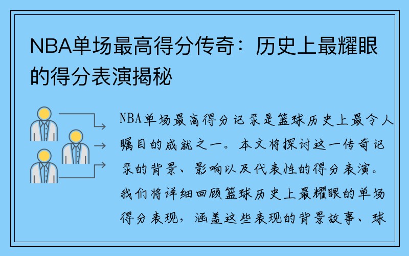 NBA单场最高得分传奇：历史上最耀眼的得分表演揭秘